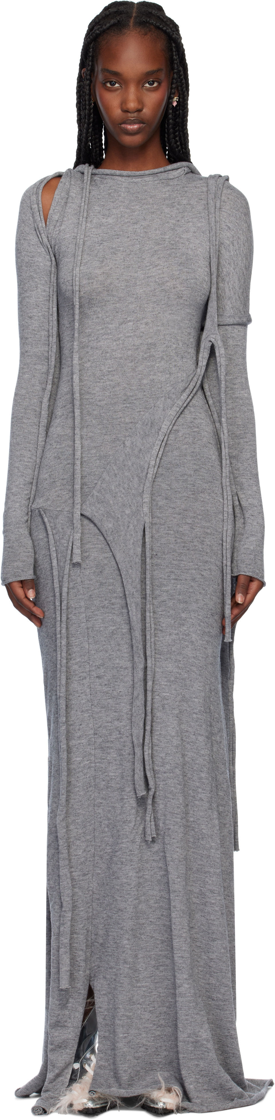 Ottolinger Gray Strap Maxi Knit Maxi Dress Ottolinger