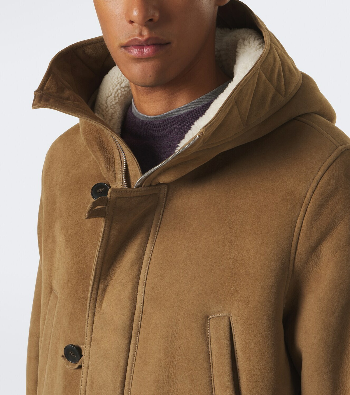 Yves Salomon Hooded shearling-lined suede parka