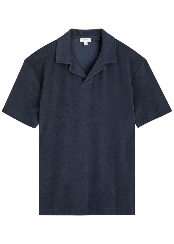 Photo: Sunspel Terry Polo Shirt Cotton Polo Shirt Navy