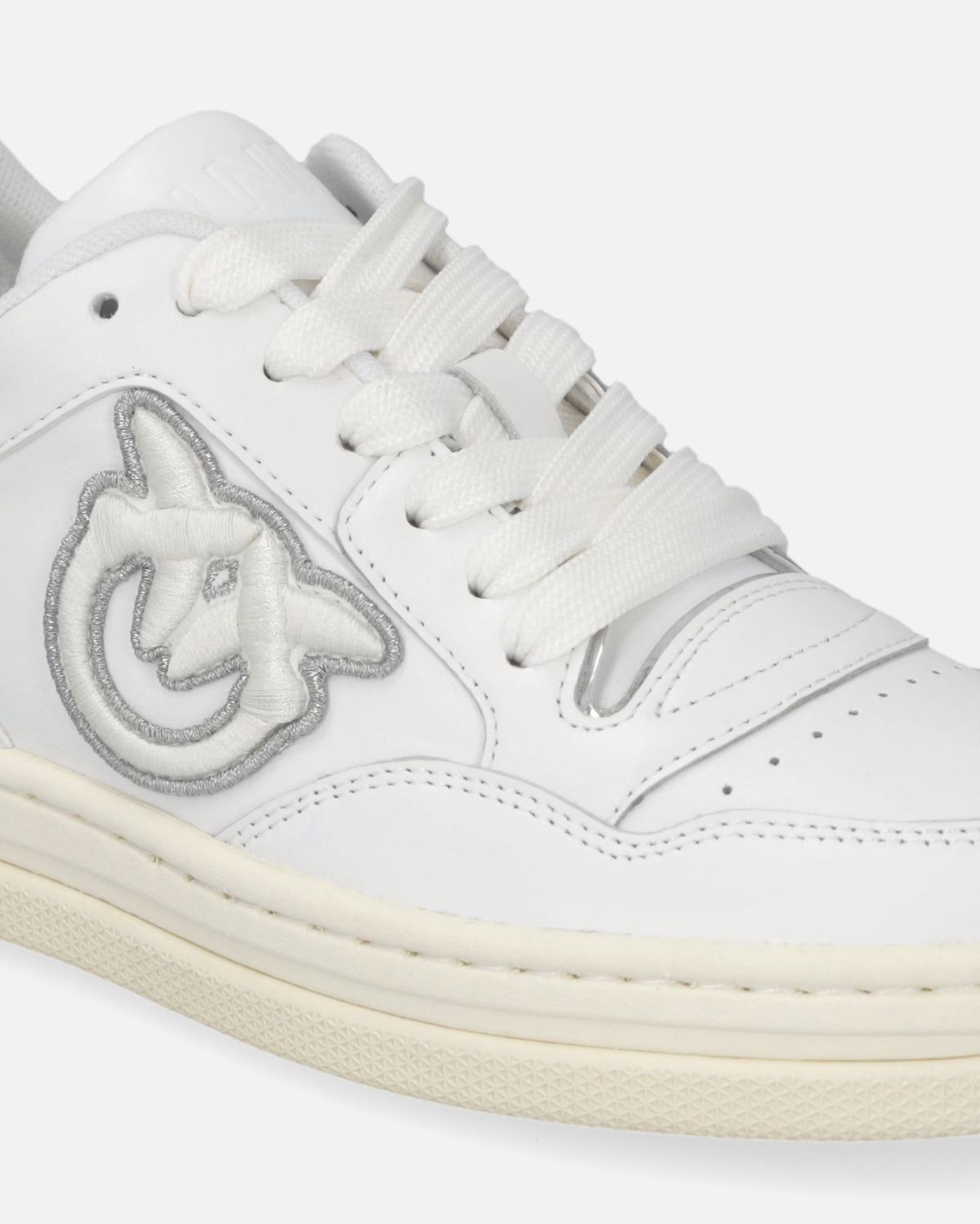Pinko Leather Sneakers With Metallic Details White/Silver