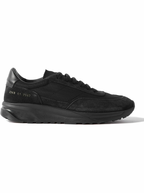 Photo: Common Projects - Track 80 Leather-Trimmed Suede and Ripstop Sneakers - Black