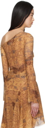 MISBHV Brown Goa Mesh Off-Shoulder Longsleeve T-shirt