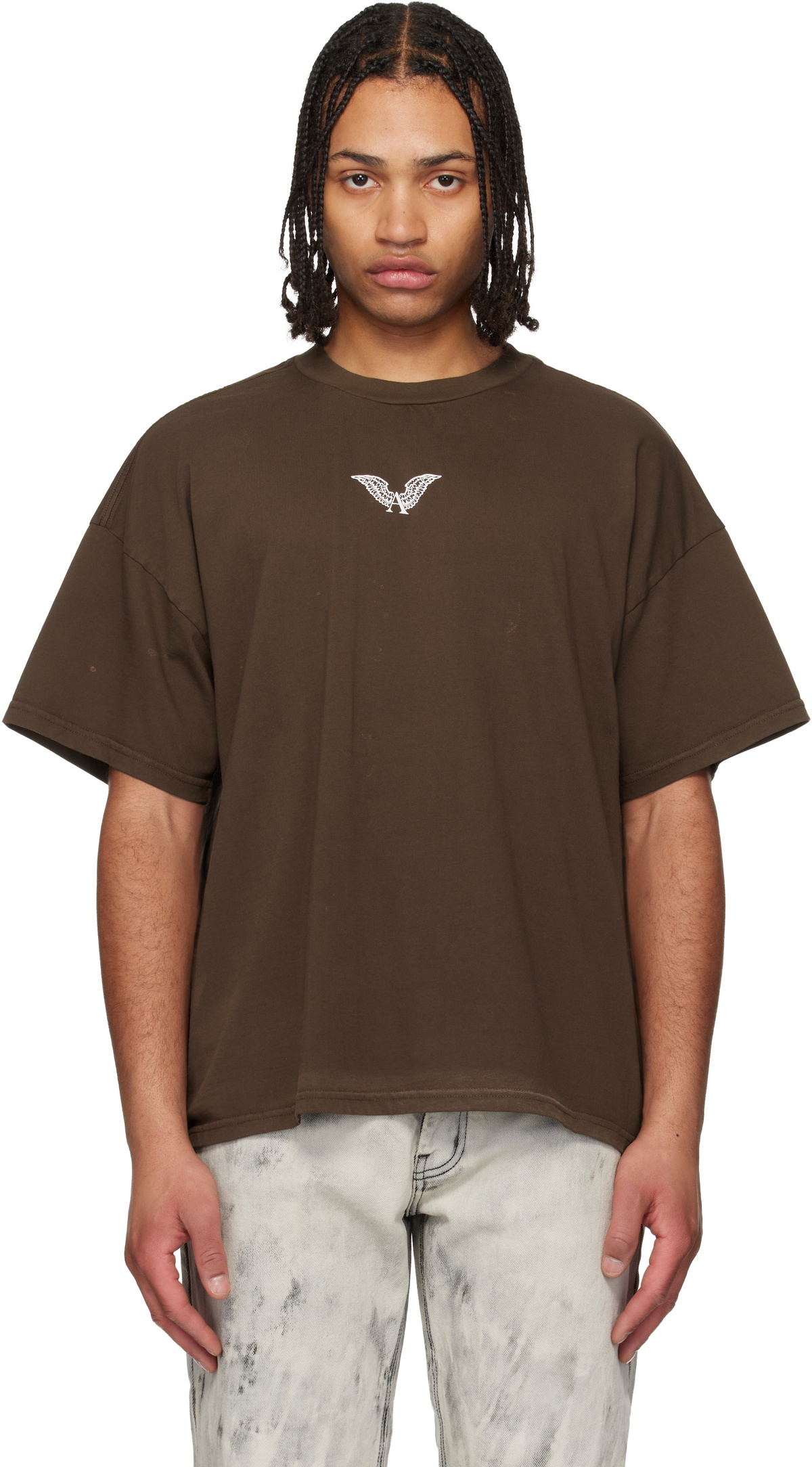 ALEXANDER DIGENOVA Brown Logo Inside Out T-shirt