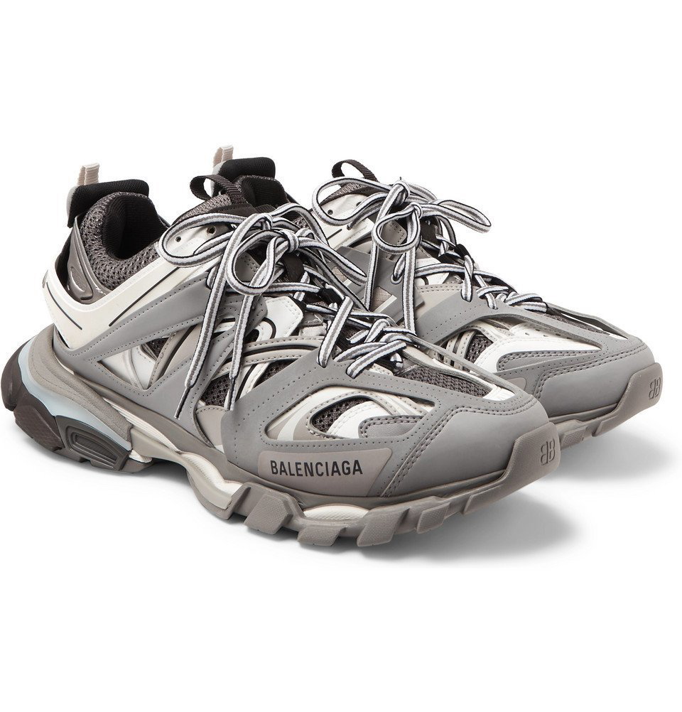 Balenciaga - Track Leather, Mesh and Rubber Sneakers - Men - Gray