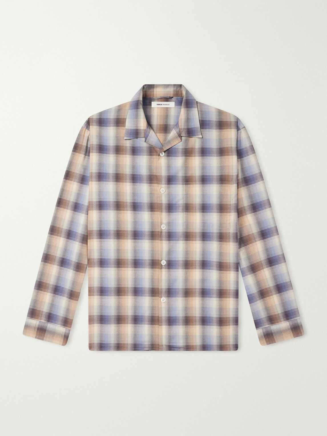TEKLA - Auralee Checked Organic Cotton-Flannel Pyjama Shirt - Blue