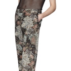 Dries Van Noten Black and Green Floral Trousers