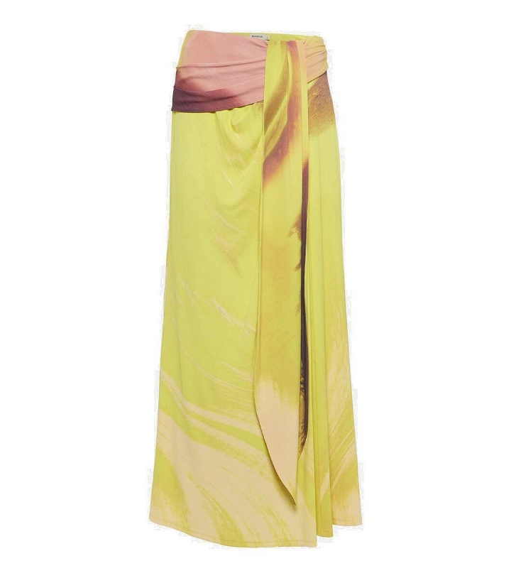 Photo: Simkhai Anika printed draped midi skirt