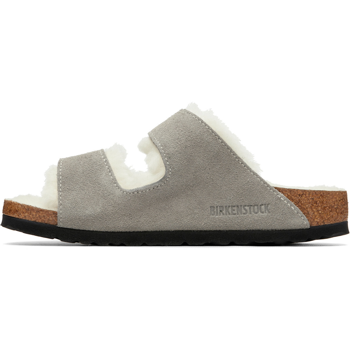 Birkenstock Gray Narrow Arizona Shearling Sandals