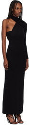 Courrèges Black Wrapped Jersey Maxi Dress