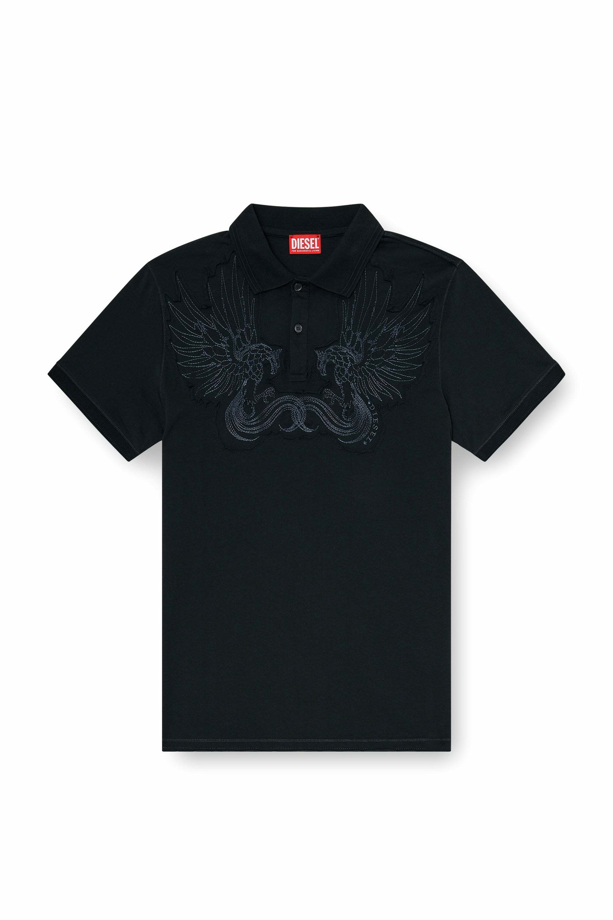 Diesel Cotton polo with embroidered patch - Polos Mens in Black