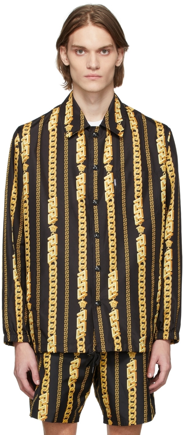 Versace Black Chain Coach Jacket Versace