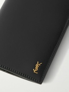 SAINT LAURENT - Cassandre Logo-Embellished Glossed-Leather Passport Cover
