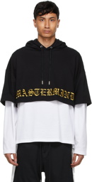 mastermind JAPAN Black & White Boxy Two Material Hoodie