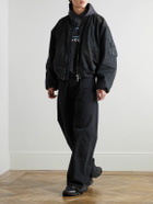 Balenciaga - Distressed Padded Denim Bomber Jacket - Black