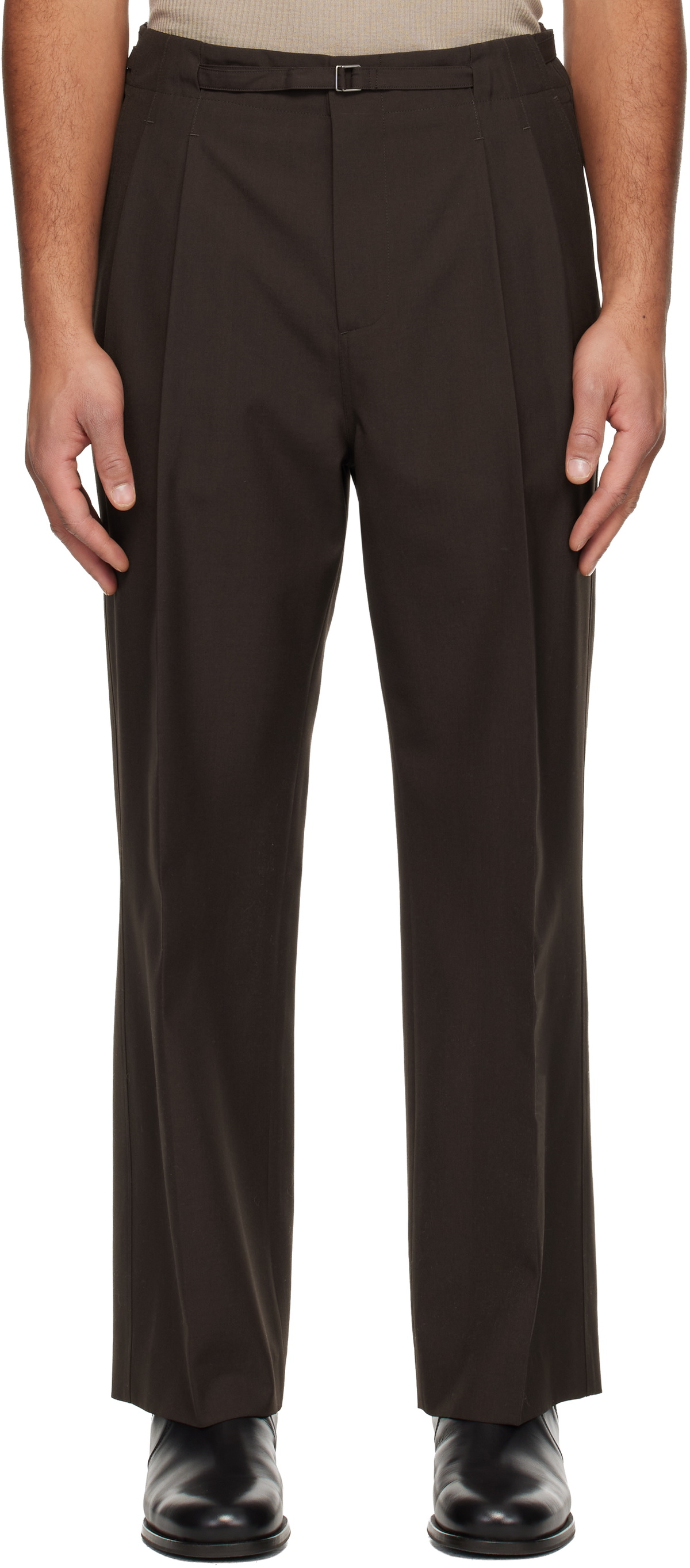 LE17SEPTEMBRE Brown Pleat Belted Trousers