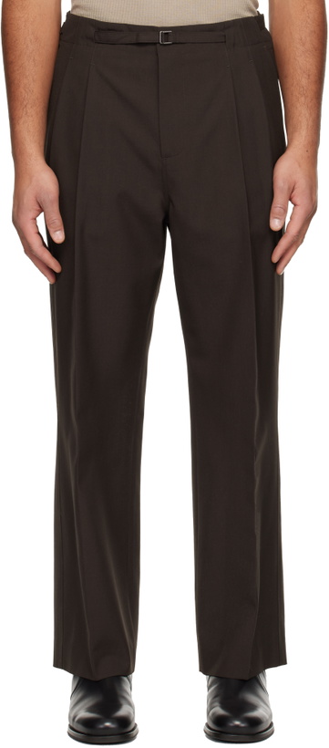 Photo: LE17SEPTEMBRE Brown Pleat Belted Trousers
