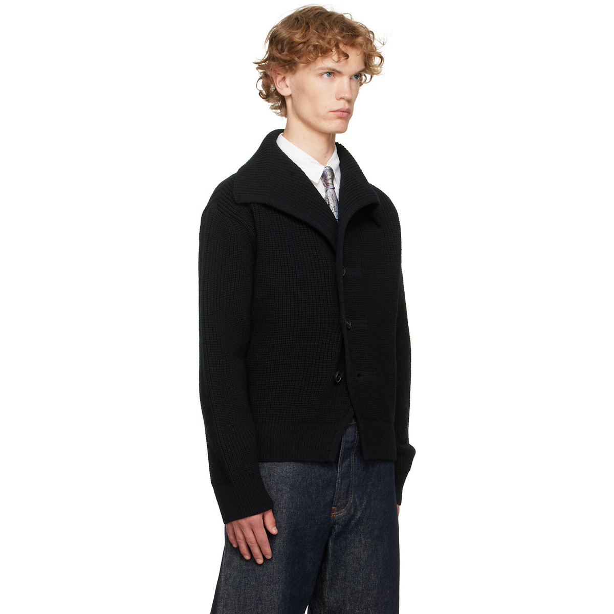 Dries Van Noten Black Chunky Wool Cardigan