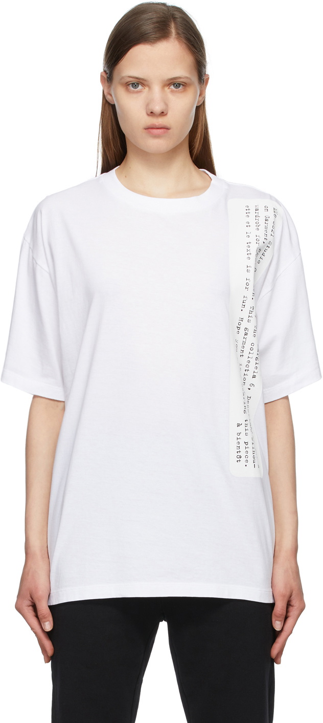 MM6 Maison Margiela White Text Graphic T-Shirt MM6 Maison Margiela