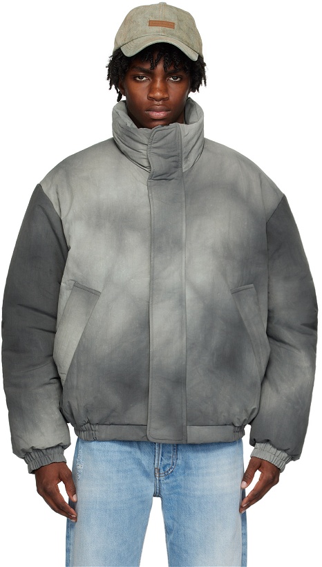 Photo: Acne Studios Gray Garment-Dyed Puffer Jacket