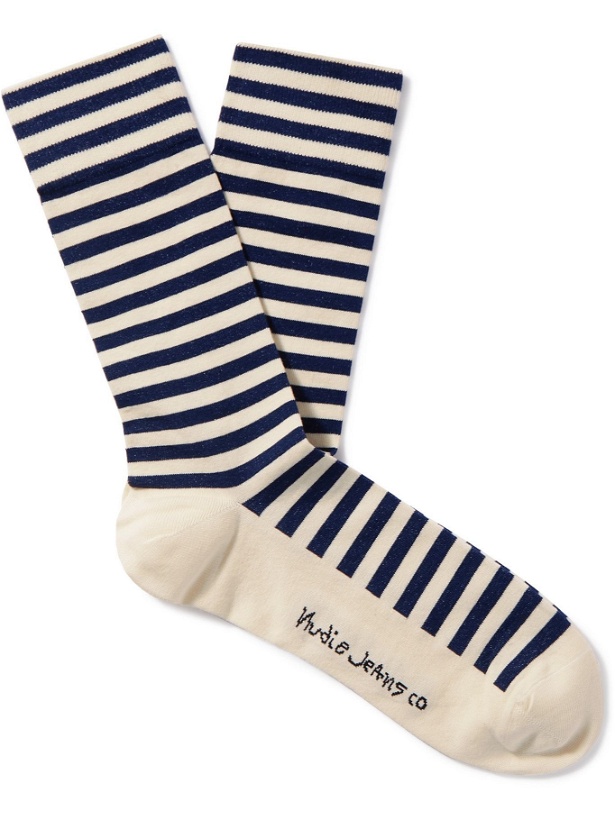 Photo: NUDIE JEANS - Olsson Striped Organic Cotton-Blend Socks