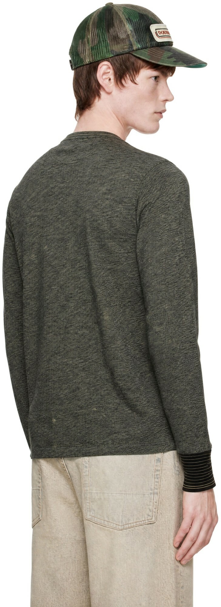 RRL Black Indigo Jacquard Henley
