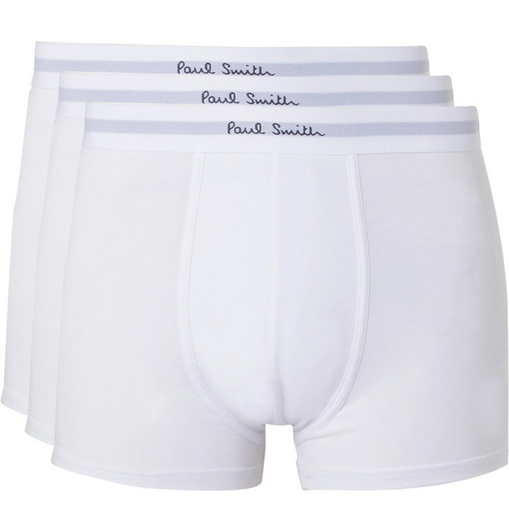 Photo: Paul Smith - Three-Pack Stretch-Cotton Boxer Briefs - White