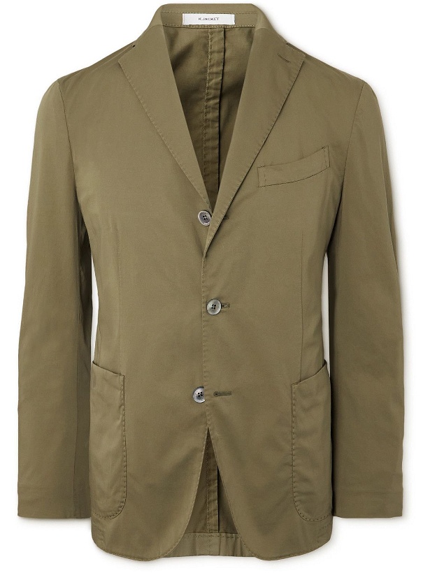 Photo: Boglioli - K-Jacket Garment-Dyed Unstructured Cotton-Blend Suit Jacket - Green
