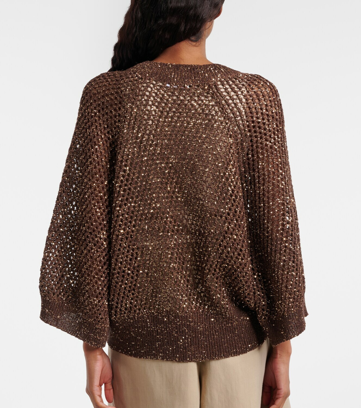 Brunello Cucinelli Open-knit sequined cardigan
