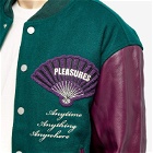 Pleasures Men's Fan Varsity Jacket in Green