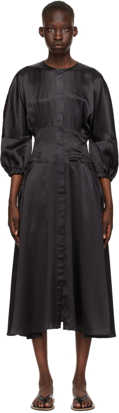 Photo: Le Kasha Black Silk Karamay Corested Dress
