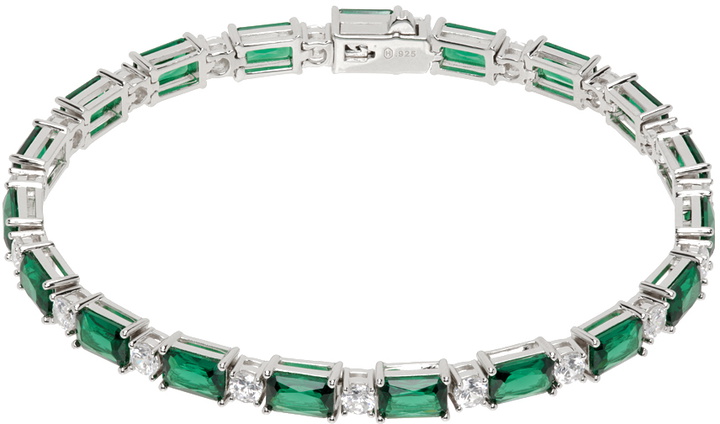 Photo: Hatton Labs Silver & Green Emerald Cut Tennis Bracelet
