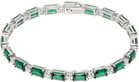 Hatton Labs Silver & Green Emerald Cut Tennis Bracelet