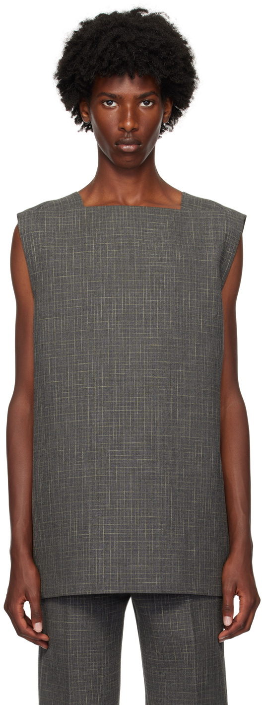 Jil Sander Gray Square Neck Tank Top