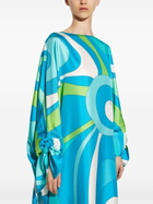 PUCCI Blue Marmo Silk Kaftan Dress