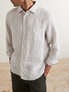 Hartford - Paul Striped Linen Shirt - Gray