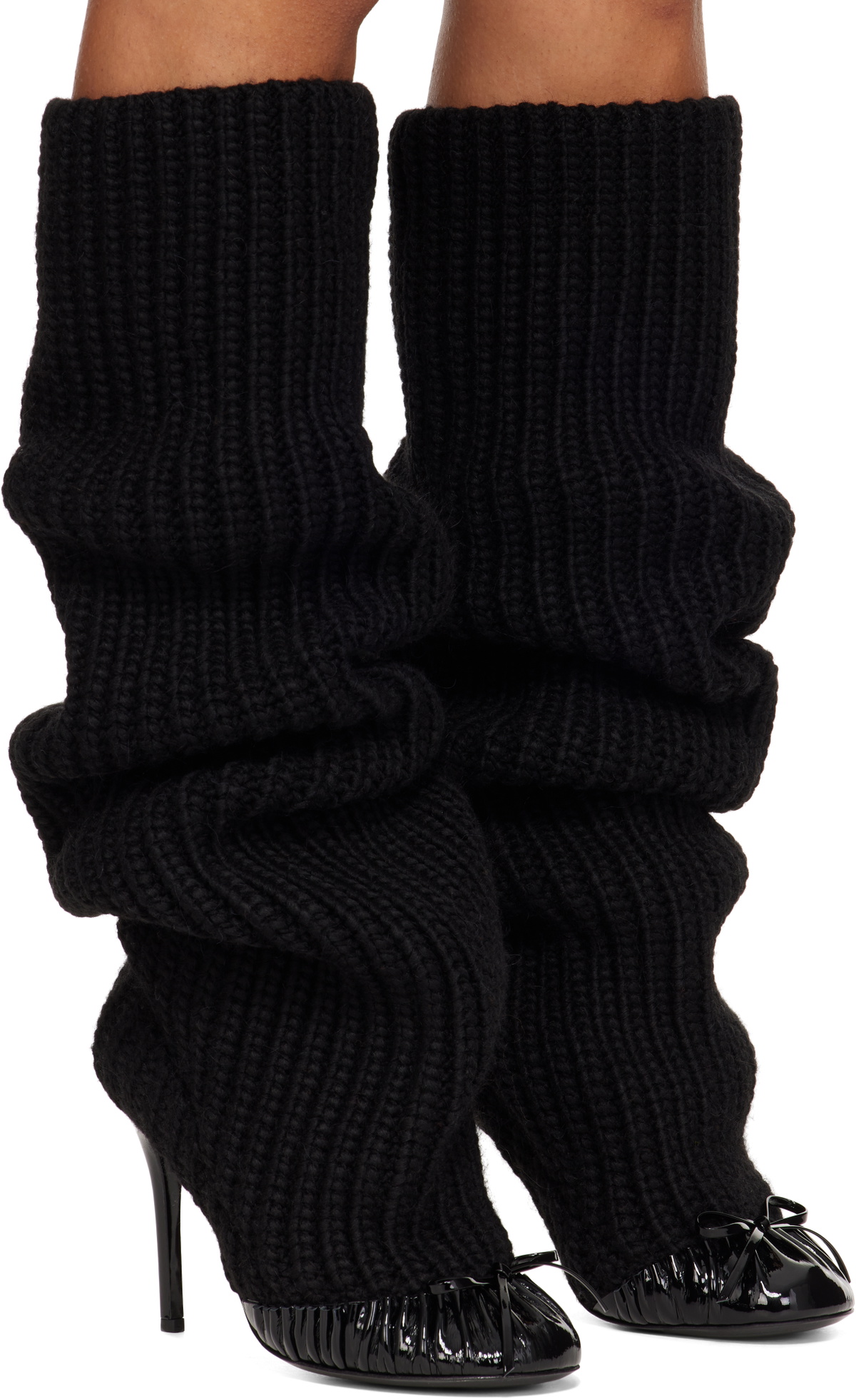 We11done Black Knee High Knit Tall Boots