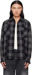 sacai Black Plaid Flannel Shirt