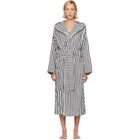 Tekla Navy & White Terry Hooded Bathrobe
