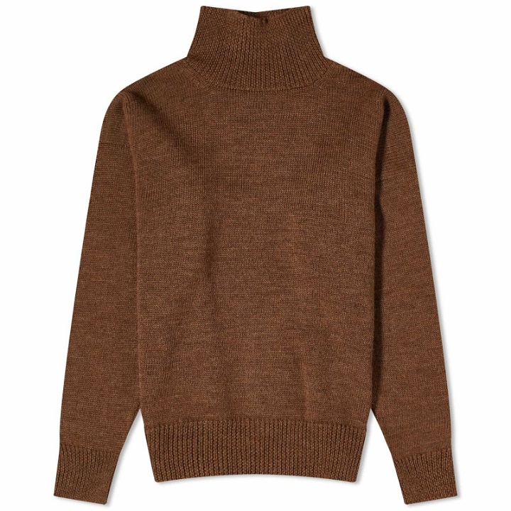 Photo: MHL by Margaret Howell Men's Roll Neck Knit in Tobacco