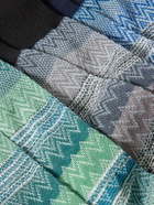 Missoni - Three-Pack Striped Crochet-Knit Cotton Socks - Blue