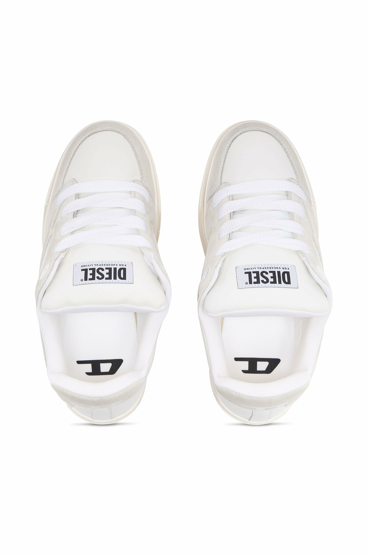 Diesel D-Ollie-Distressed sneakers in leather and suede - Sneakers Womens in White