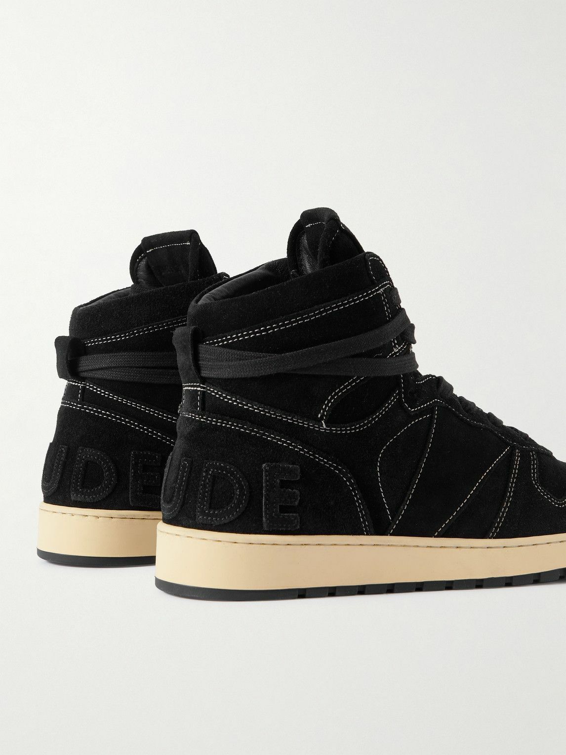 Rhude - Rhecess Logo-Appliquéd Suede High-Top Sneakers - Black