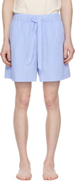 Tekla Blue Poplin Pyjama Shorts
