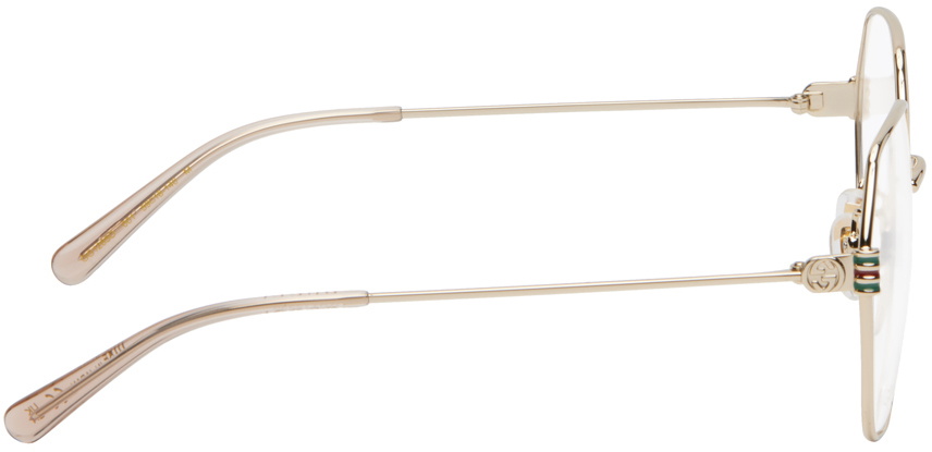 メガネ GUCCI Gucci - GG1601O - 001 GOLD GOLD TRANSPARENT Gucci Gold Oversized Geometric Glasses Gucci