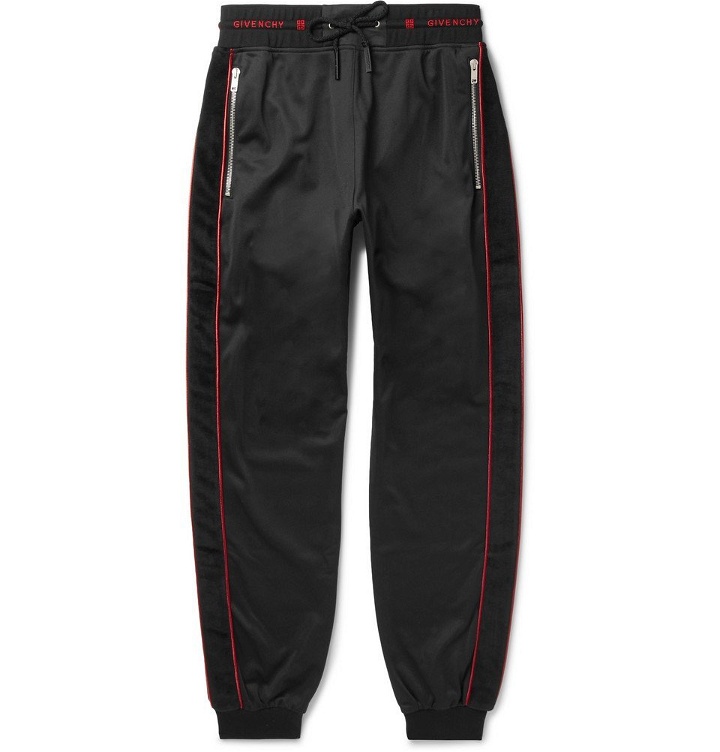Photo: Givenchy - Logo-Trimmed Fleece-Back Jersey Drawstring Sweatpants - Black