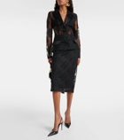 Dolce&Gabbana Cotton and lace midi skirt