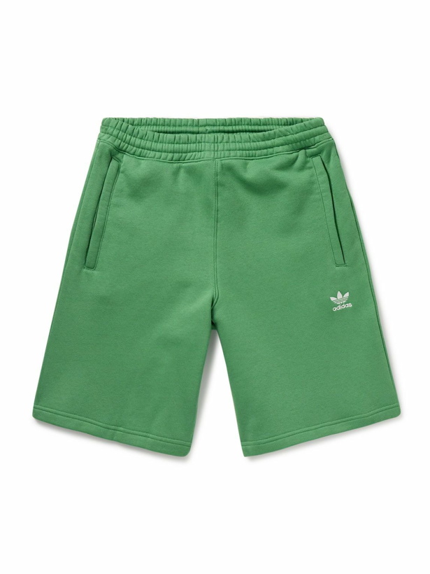 Photo: adidas Originals - Essentials Straight-Leg Logo-Embroidered Cotton-Blend Jersey Shorts - Green