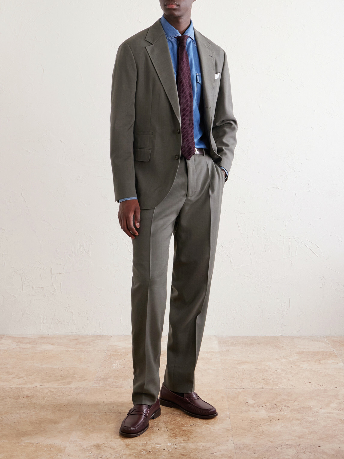 Brunello Cucinelli - Straight-Leg Wool Suit Trousers - Green