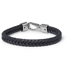 Tod's - Woven Leather and Silver-Tone Bracelet - Men - Midnight blue