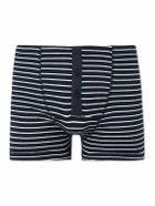 Hemen Biarritz - Albar Striped Ribbed Organic Stretch-Cotton Boxer Briefs - Blue